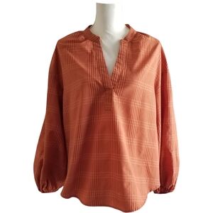 a new day Women's Terracotta Checkered Blouse